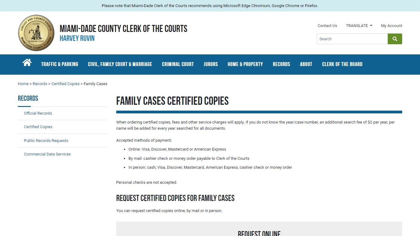 Family Certified Copies - Miami-Dade Clerk